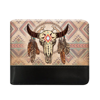 Crosshatch Wallet Bison Skull