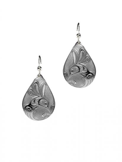 Pewter Hummingbird Teardrop Earrings