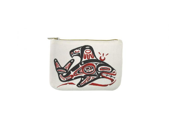 Whale Embroidered Coin Purse (Red/Black)