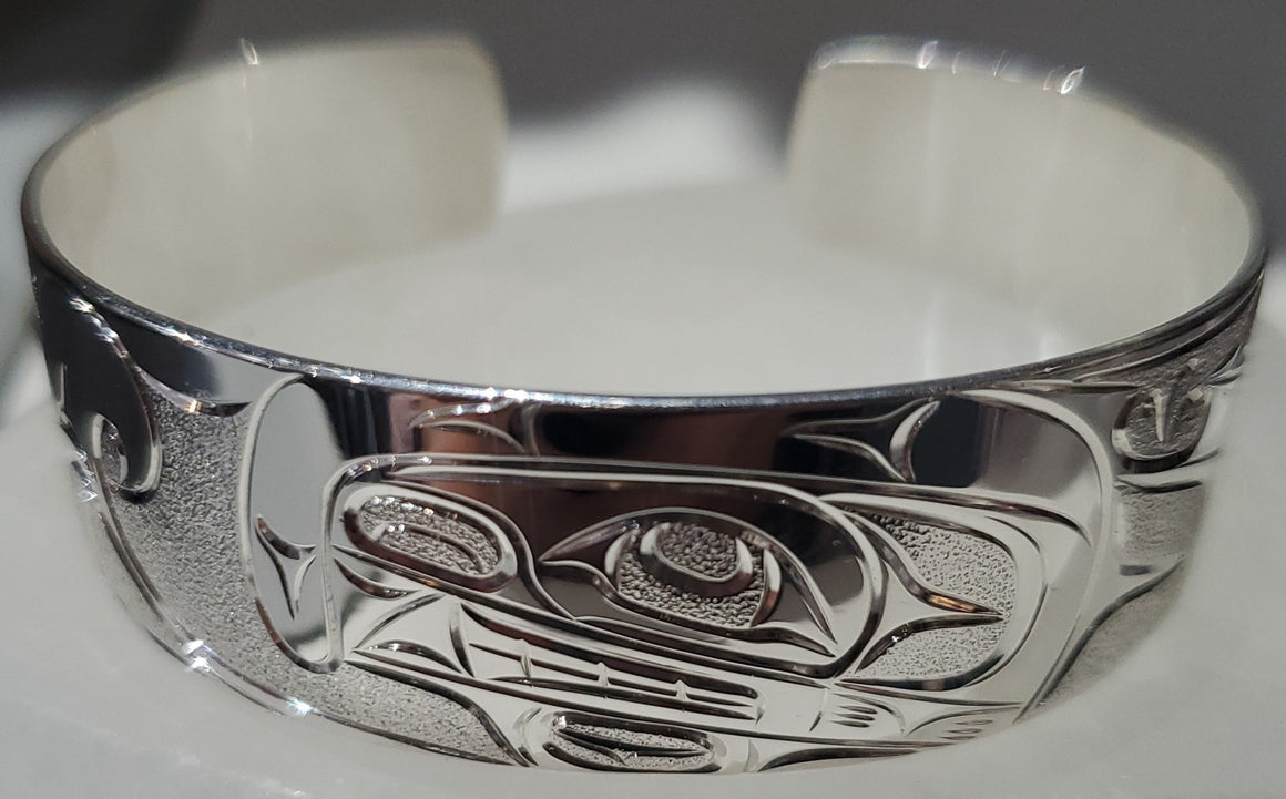 Orca silver bracelet 3/4" width