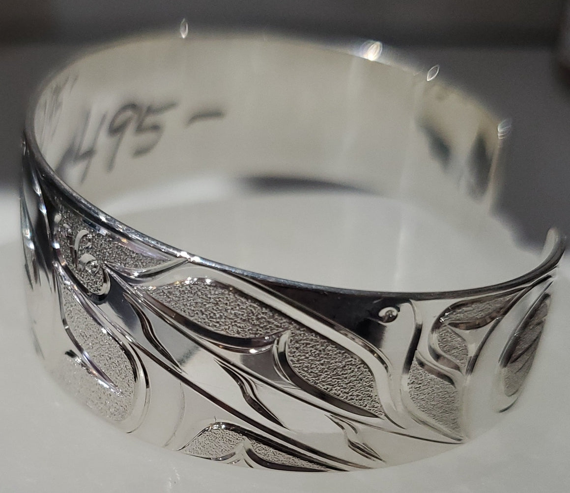 Orca silver bracelet 3/4" width