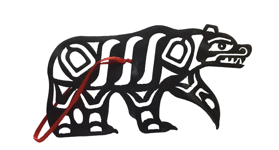 Brushed Steel Bear Ornament