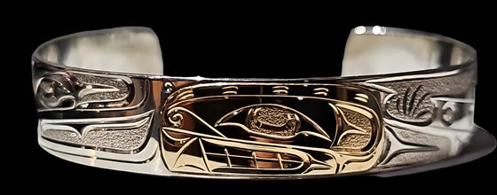 Orca Silver/Gold 1/2 Inch Bracelet by Joe Descoteax