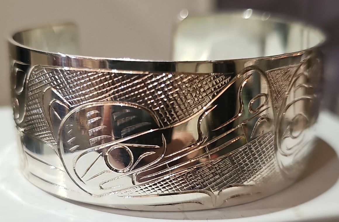 Wolf & Moon Silver Bracelet by Graham Henry
