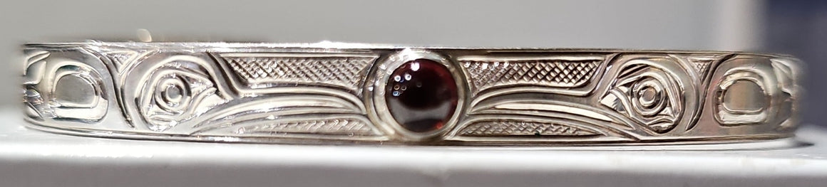 Two Hummingbird Silver/Garnet