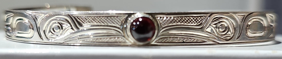 Two Hummingbird Silver/Garnet