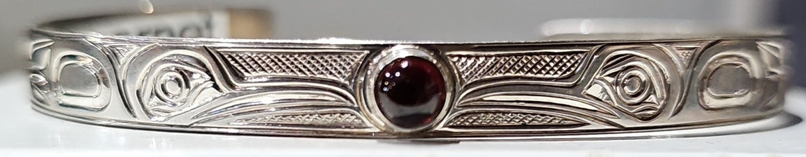 Two Hummingbird Silver/Garnet