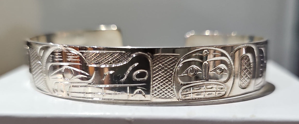 Wolf & Moon Silver Bracelet