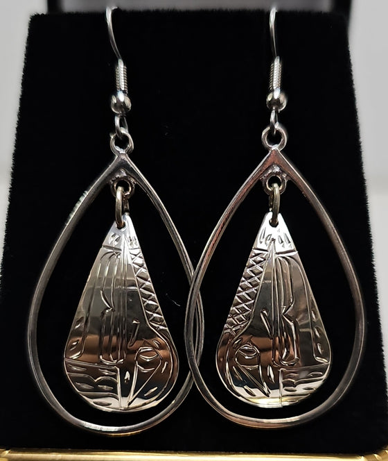 Hummingbird Bird Tear Drop Earrings