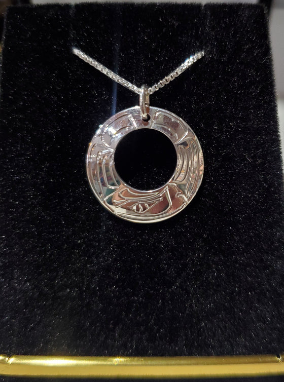 Sterling Silver Circle Eagle Pendant