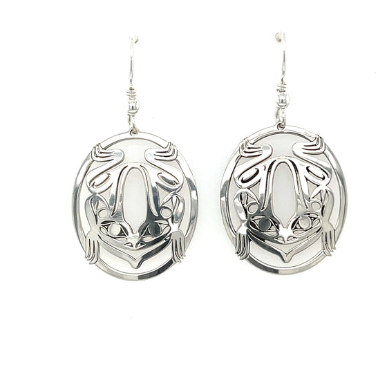 Oval Frog Earrings - Sterling Silver