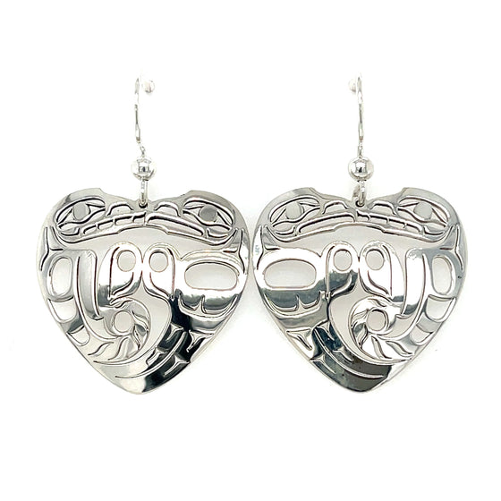 Sterling Silver Heart Eagle Earrings