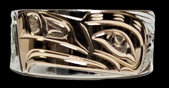 Silver/Gold Thunderbird Ring by Joe Descoteax