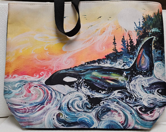 Killer Whale Sunset Tote Bag