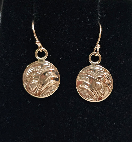 14 k Gold eagle Round earring