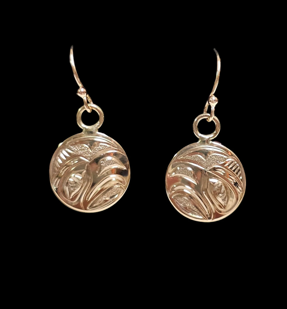 14k Gold Eagle Round Earring