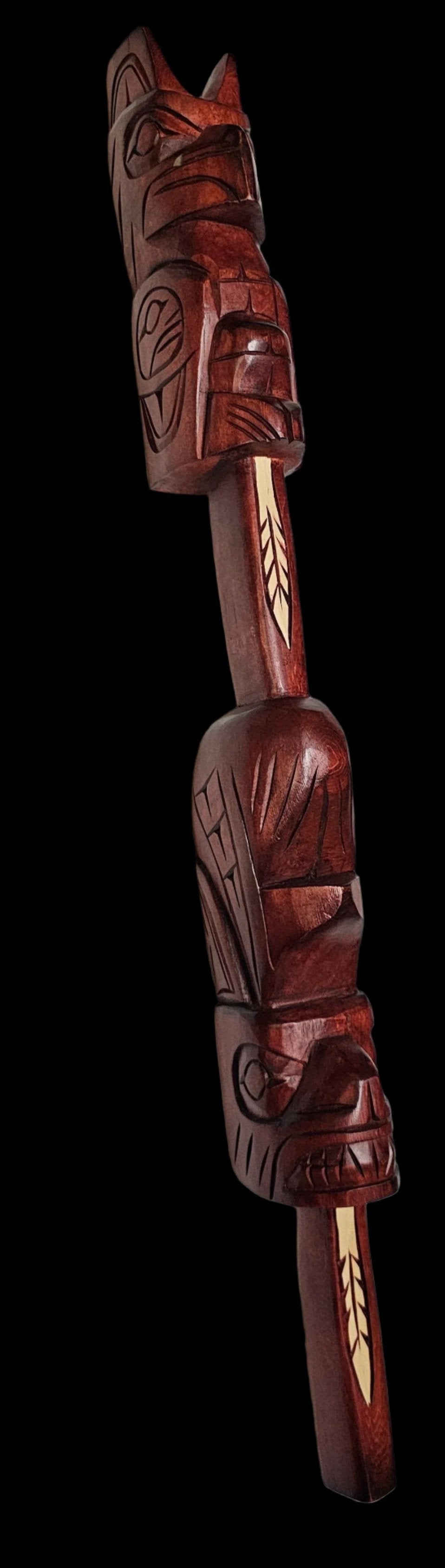 24.5" Thunderbird & Orca Talking Stick by Jim Yelton