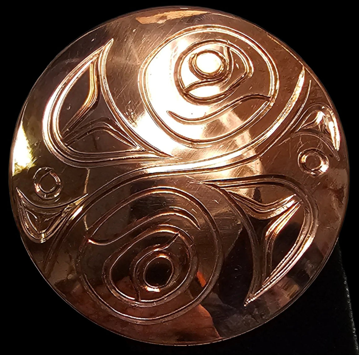 Yin & Yang Salmon Copper Pendant by Paddy Seaweed