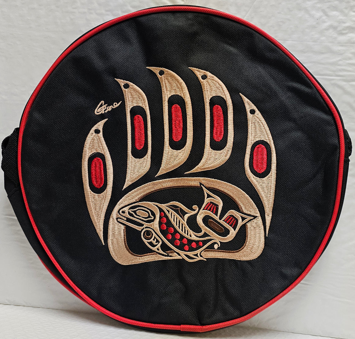 13" Bear Paw & Salmon Drum Bag