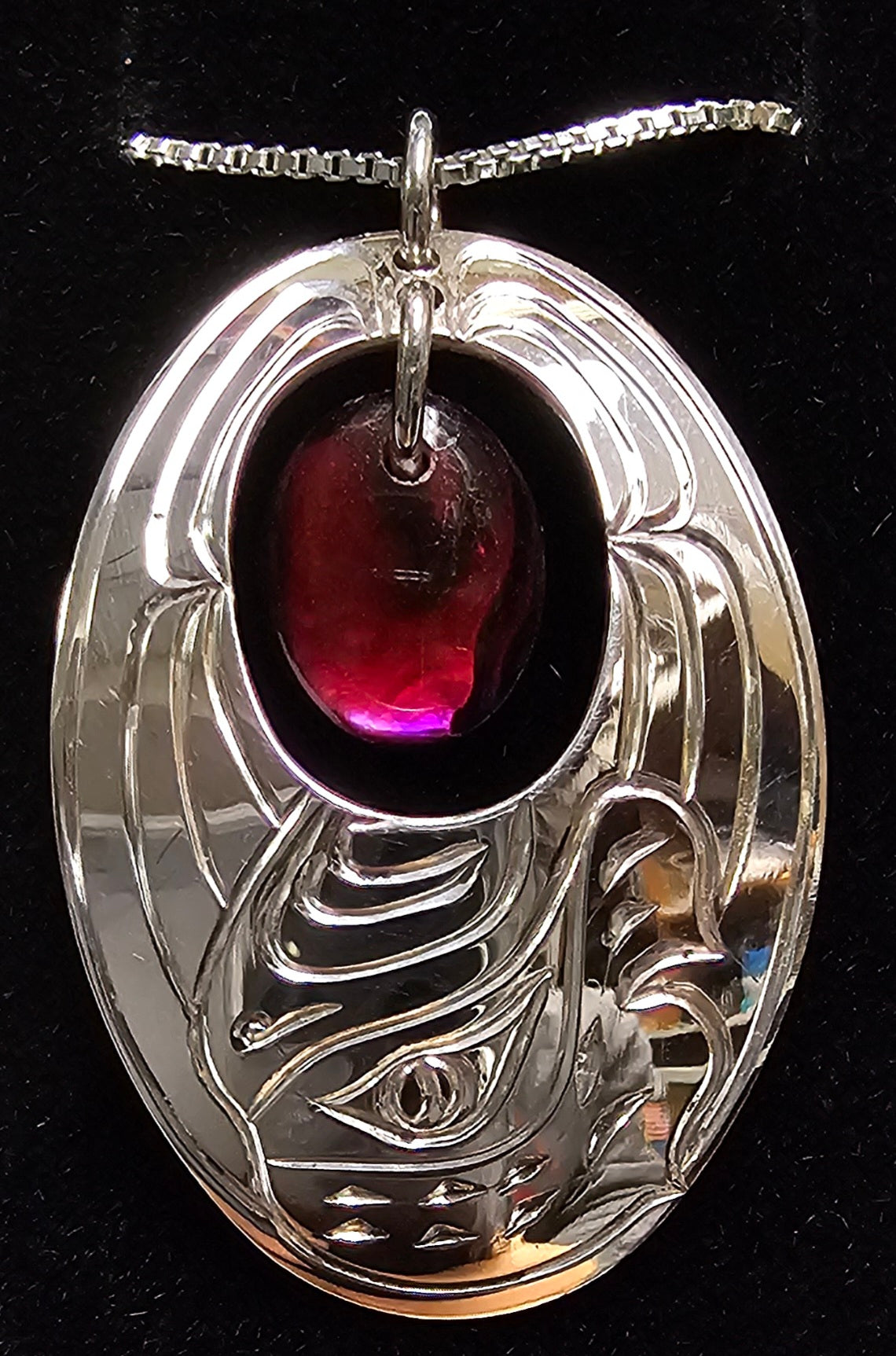 Purple Abalone shell oval Eagle Pendant