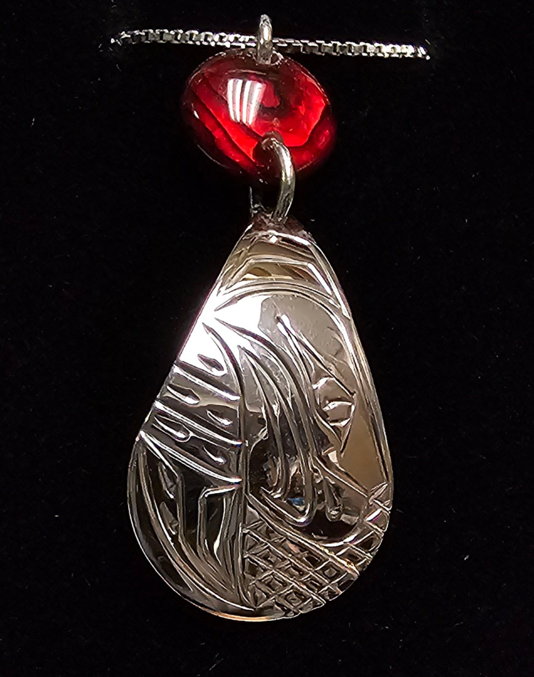 Red Abalone Chell Eagle Tear Drop Pendant