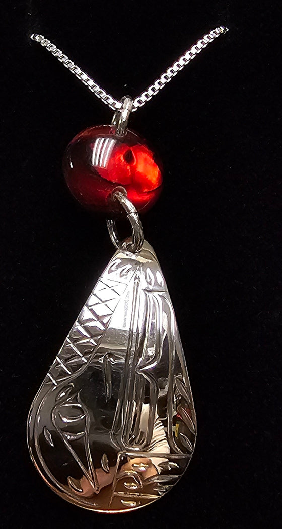 Tear drop Hummingbird Red Abalone shell Pendant