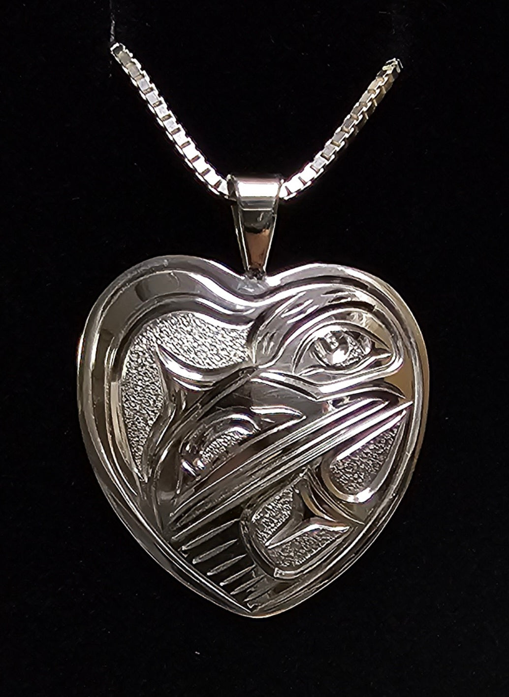 Raven Heart Silver Pendant by Joe Descoteax