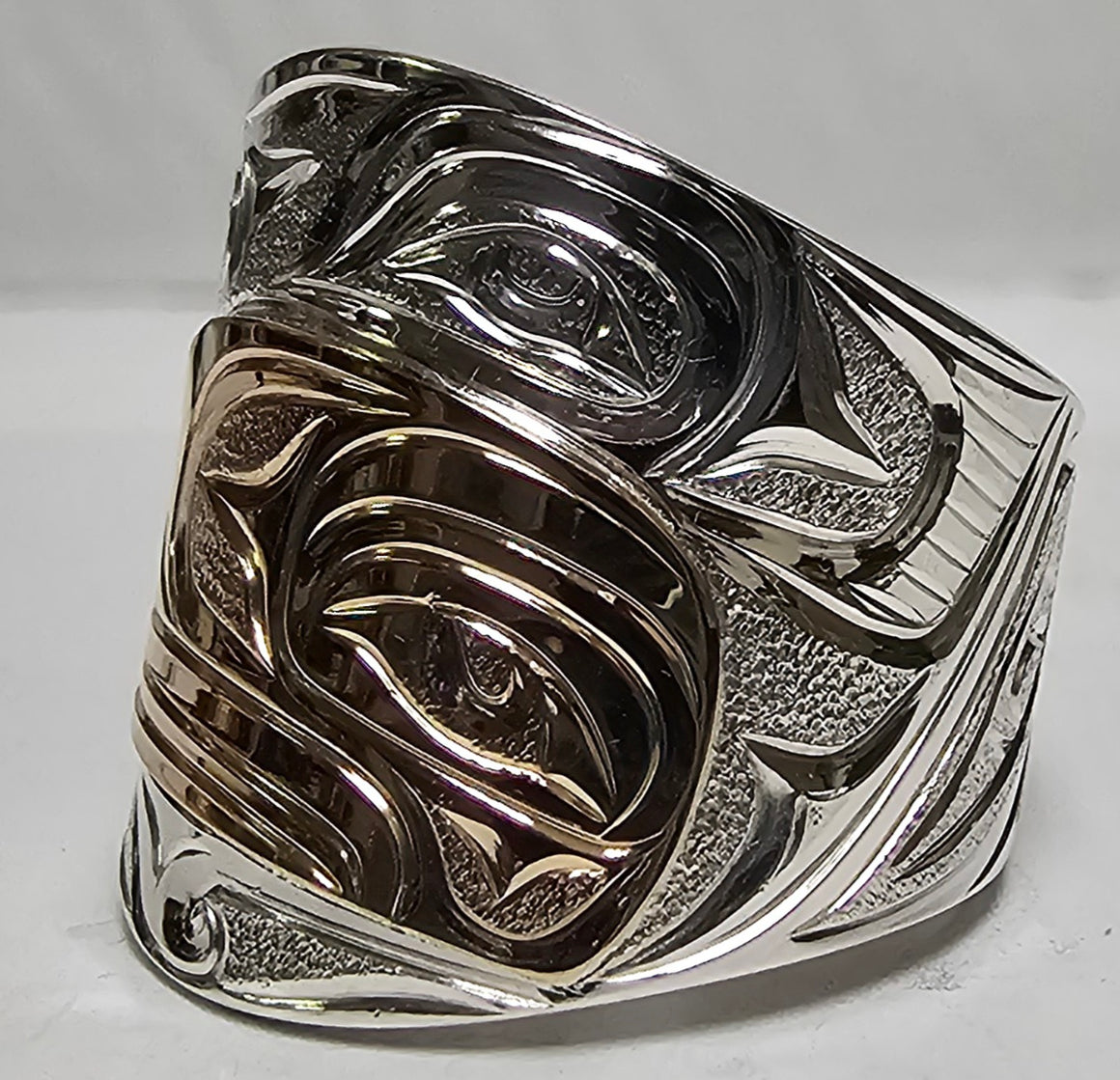 Raven Sliver Gold Ring by Joe Descoteax Size 8.5