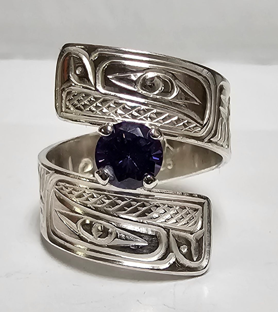 Eagle wrap synthetic blue gem Ring Size 8