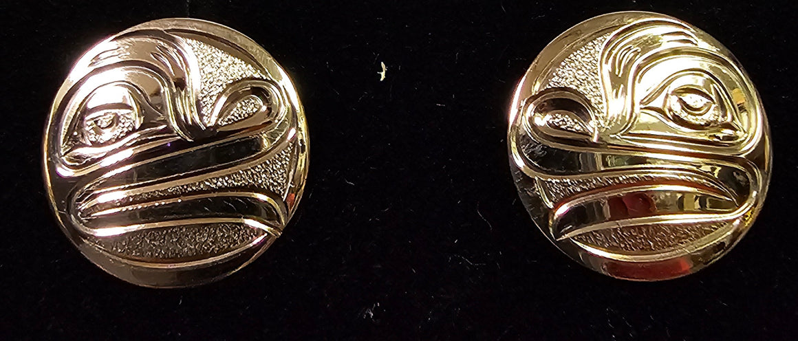 Frog Gold Stud Earrings by Joe Descoteaux