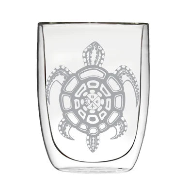 Medicine Turtle Double Wall Glass Cup