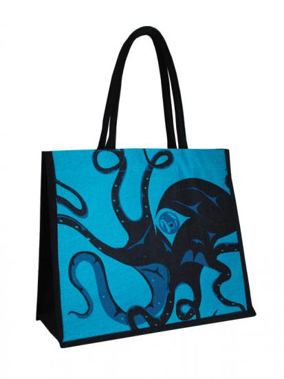 Andrew Williams Octopus Jute bag Turquoise