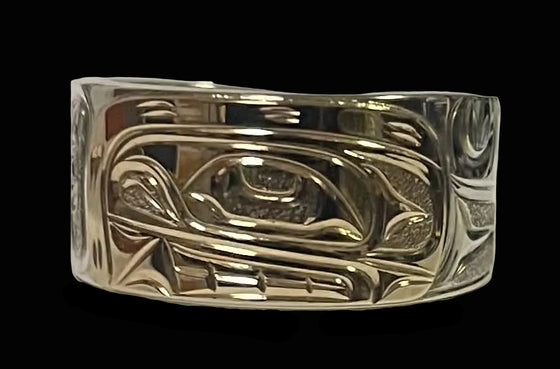 Orca Silver Gold Ring Size 10 3/8"