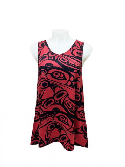 Neck Sleeveless Tunic Black/Red