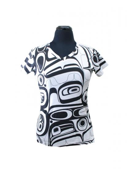 Kelly Robinson All Over Print V-Neck T-Shirt Raven