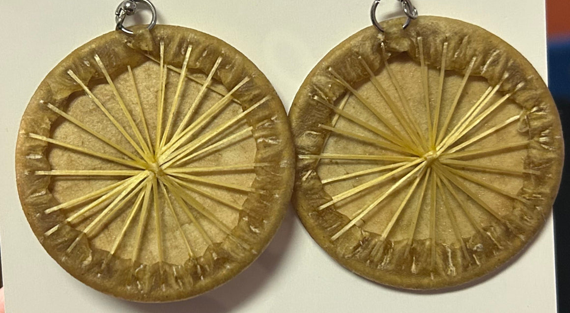 Wolf Design Drum Earrings