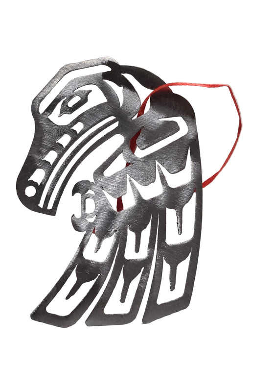 Brushed Steel Raven Ornament