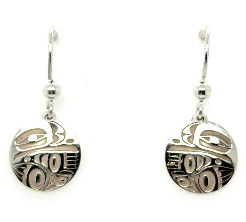 Raven Earrings - Sterling Silver - Drop - Round - 15mm