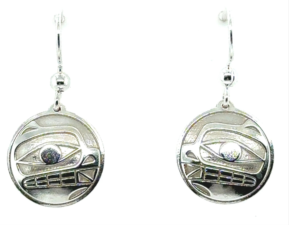 Bear Earrings - Sterling Silver - Drop - Round - 15mm