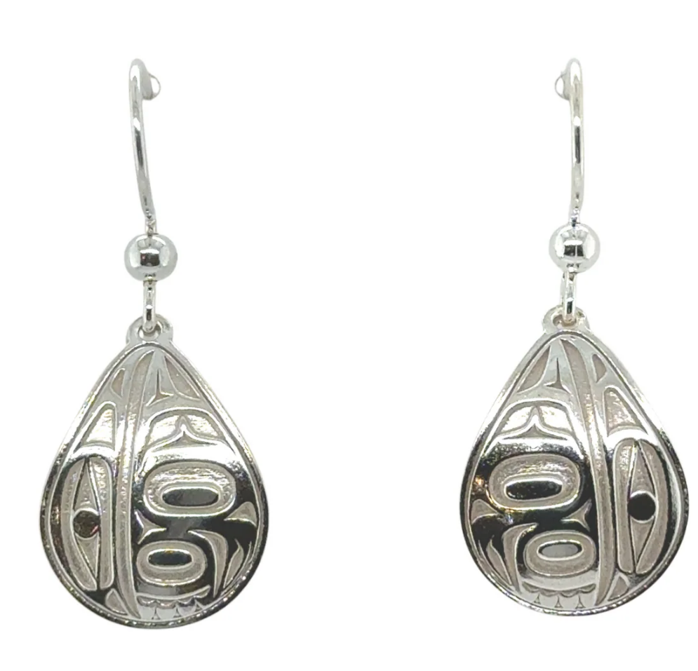 Raven Earrings - Sterling Silver - Drop - Teardrop - 19mm