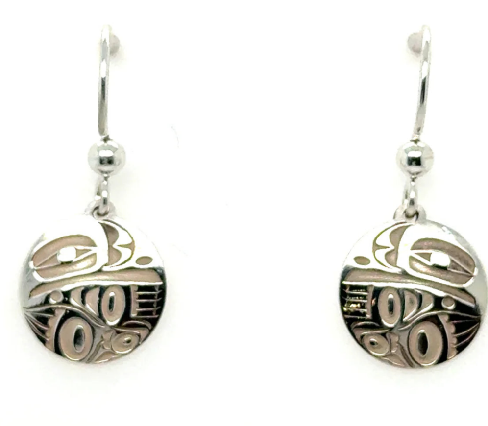 Raven Earrings - Sterling Silver - Drop - Round - 15mm