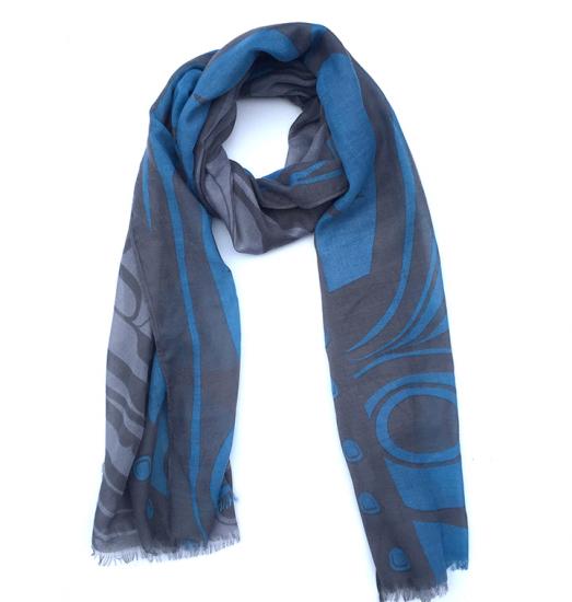 Raven Transforming Poly Woven Shawl Blue/Grey