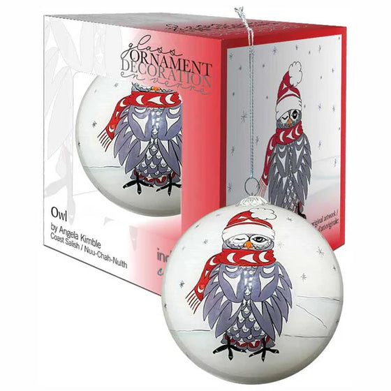 Owl Glass Christmas Ornament