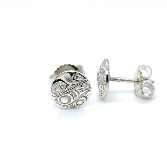 Studs - Sterling Silver - Round - Micro - Hummingbird - 8mm