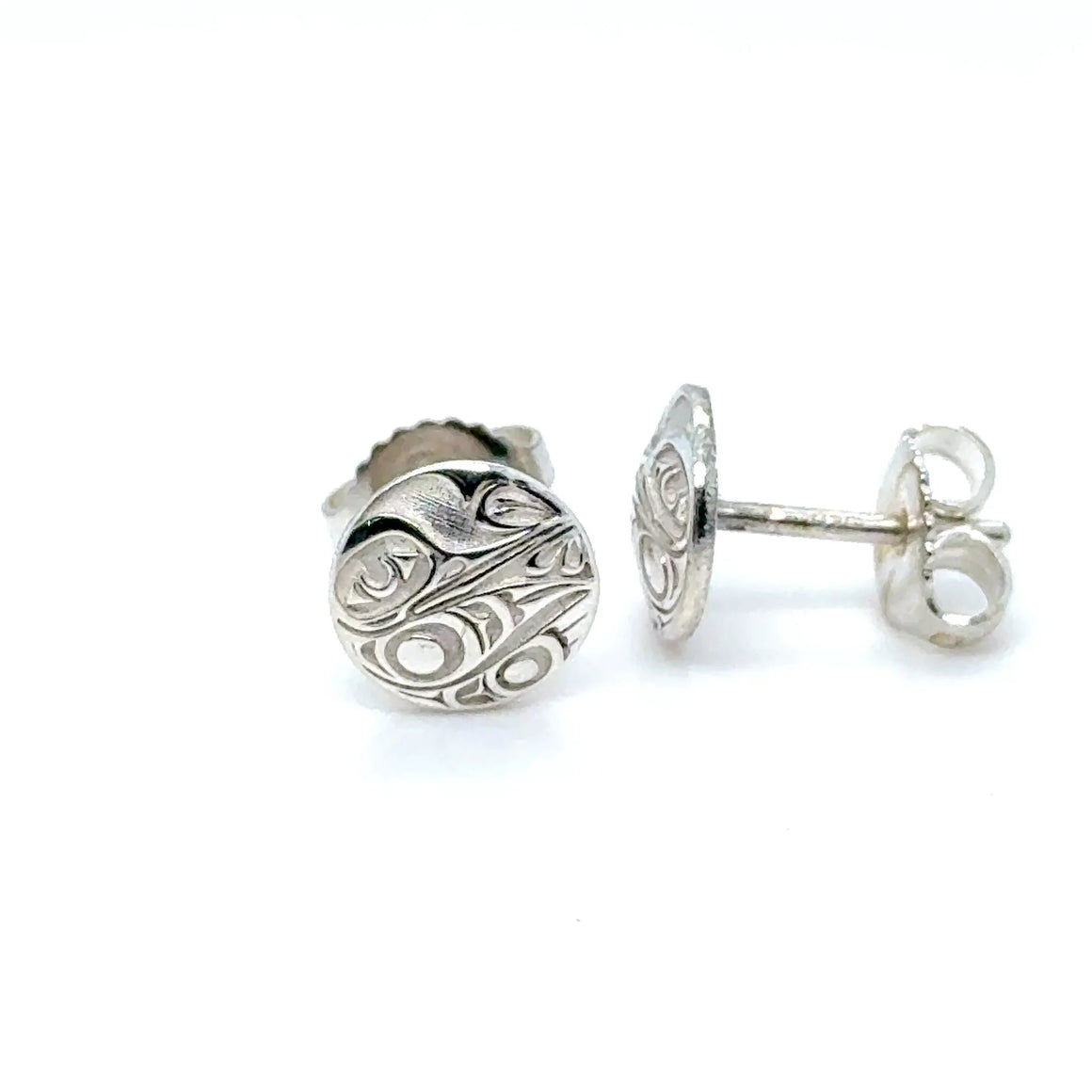 Studs - Sterling Silver - Round - Micro - Hummingbird - 8mm