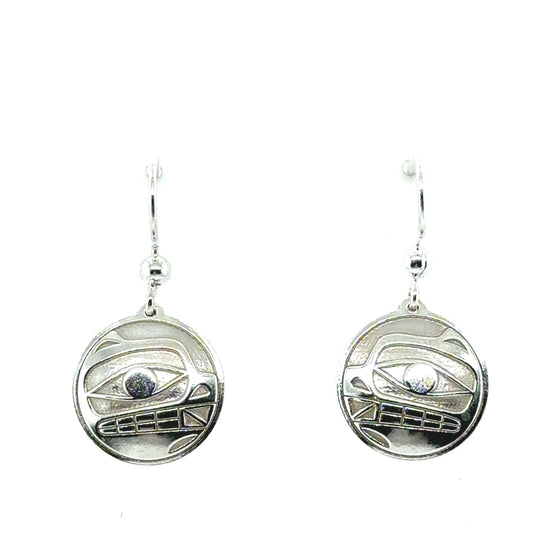Bear Earrings - Sterling Silver - Drop - Round - 15mm