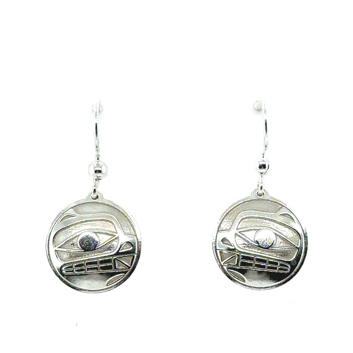 Bear Earrings - Sterling Silver - Drop - Round - 15mm