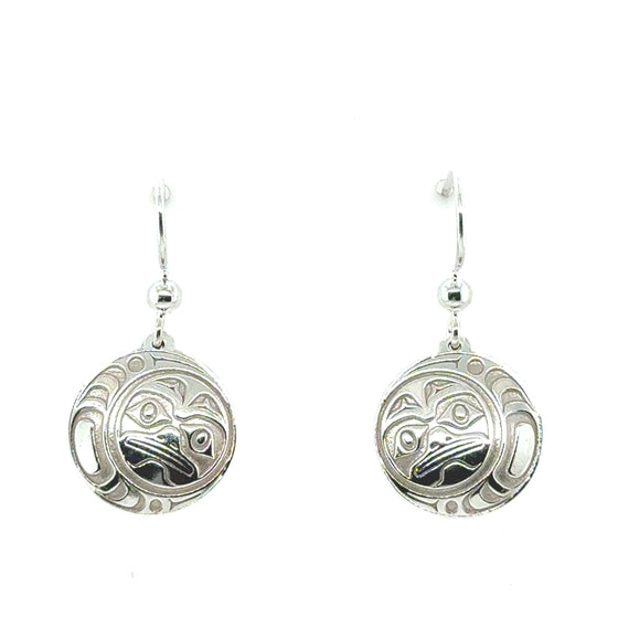 Moon Earrings - Sterling Silver - Drop - Round - 15mm