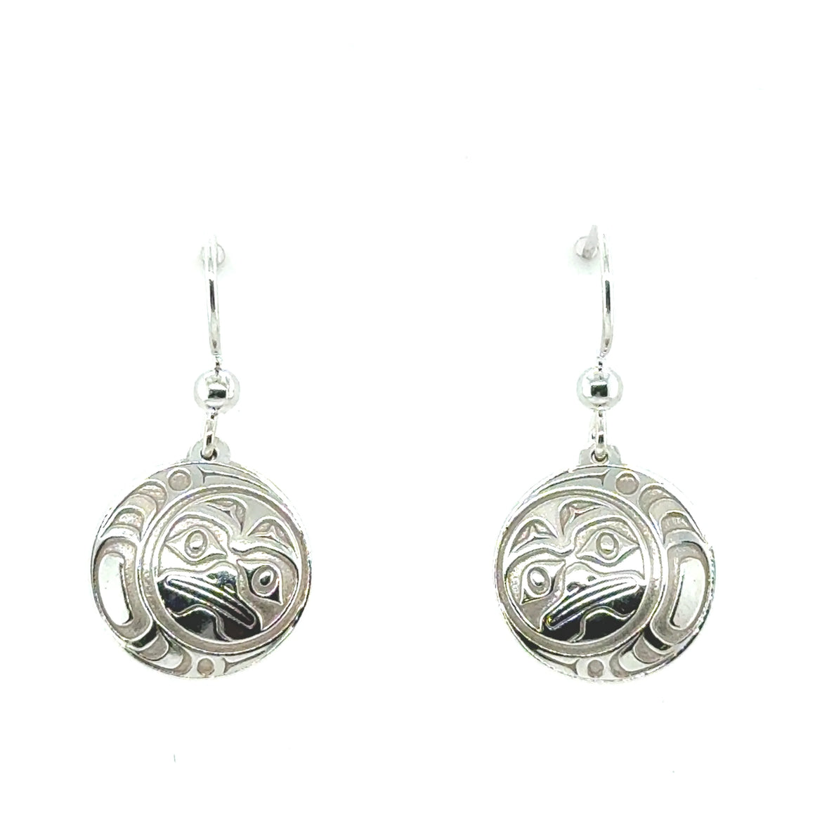 Moon Earrings - Sterling Silver - Drop - Round - 15mm