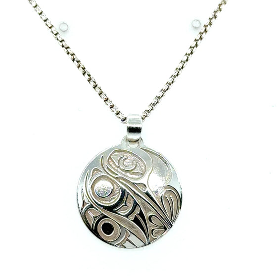 Pendant - Sterling Silver - Round - Hummingbird - Small - 20mm